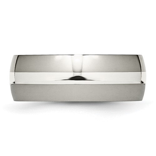 Titanium Polished with Sterling Silver Inlay 8mm Band