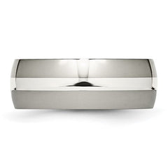 Titanium Polished with Sterling Silver Inlay 8mm Band