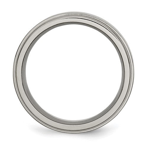 Titanium Polished 8mm Grooved Edge Band