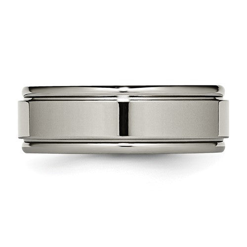 Titanium Polished 8mm Grooved Edge Band