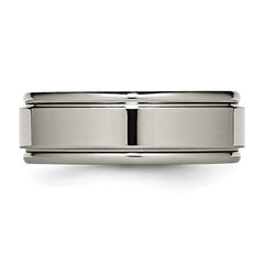 Titanium Polished 8mm Grooved Edge Band