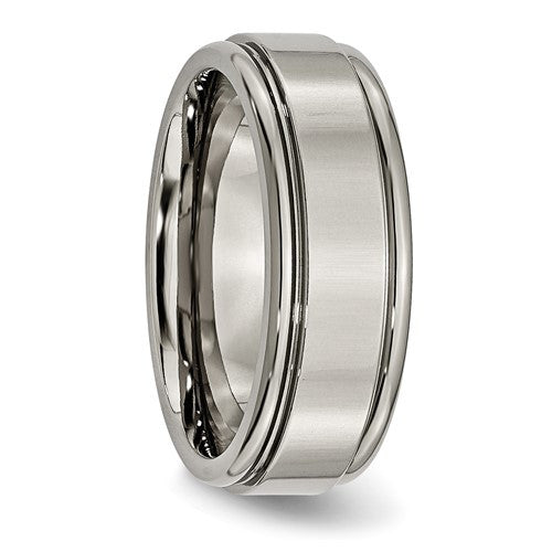 Titanium Polished 8mm Grooved Edge Band