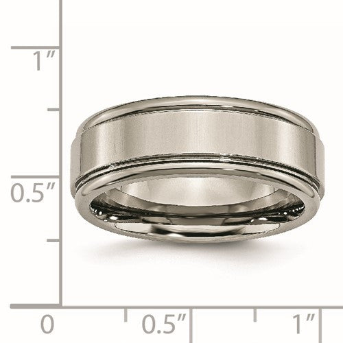Titanium Polished 8mm Grooved Edge Band