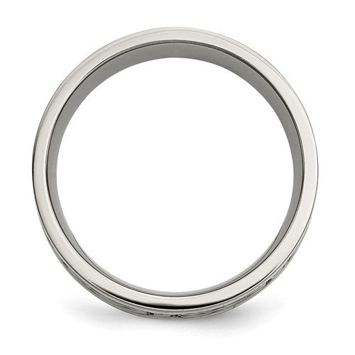 Titanium Polished with Sterling Silver Inlay Celtic Knot Band