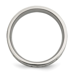 Titanium Polished with Sterling Silver Inlay Celtic Knot Band