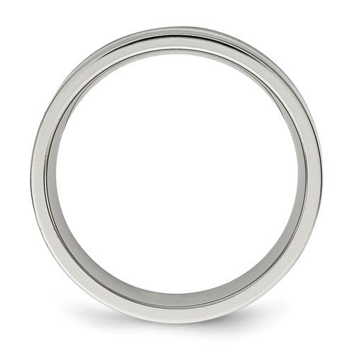 Titanium Brushed with Sterling Silver Inlay 6mm Flat Band