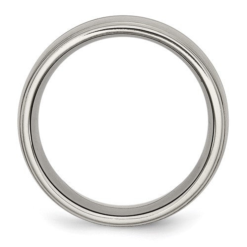 Titanium Brushed and Polished 10mm Grooved Ridged Edge Band
