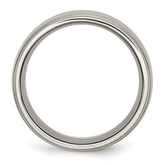 Titanium Brushed and Polished 10mm Grooved Ridged Edge Band