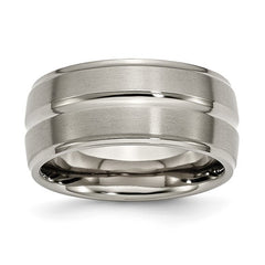 Titanium Brushed and Polished 10mm Grooved Ridged Edge Band