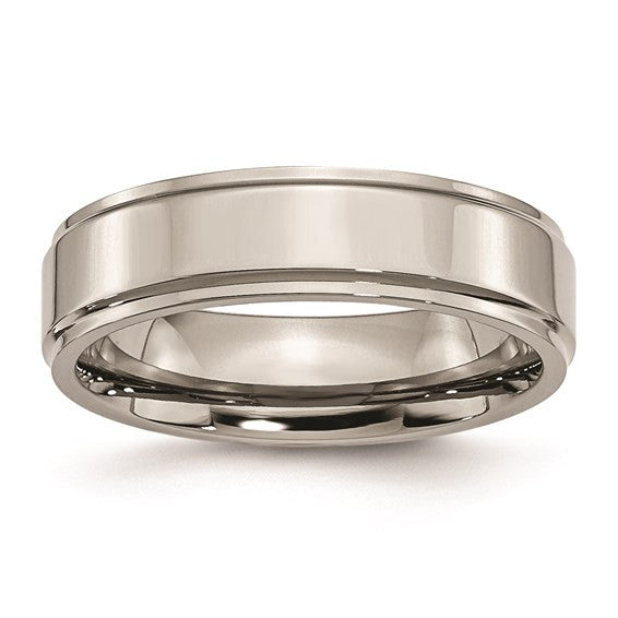 Titanium Polished 6mm Ridged Edge Band