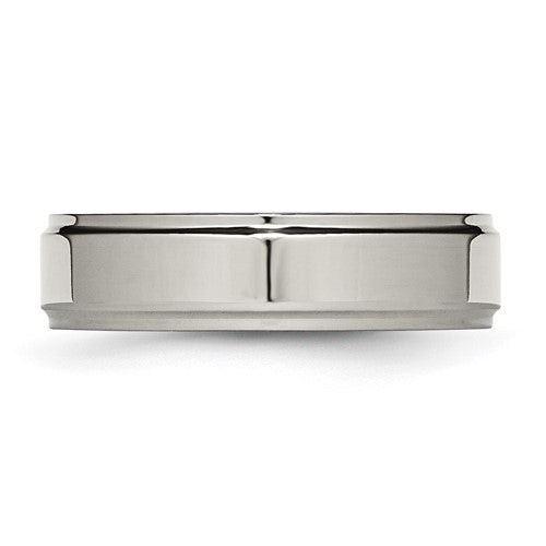 Titanium Polished 6mm Ridged Edge Band