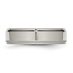 Titanium Polished 6mm Ridged Edge Band