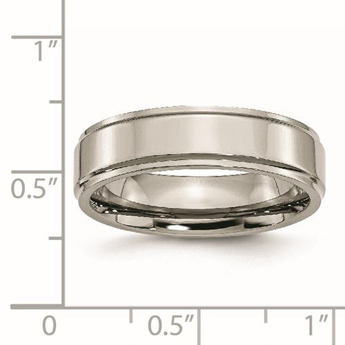 Titanium Polished 6mm Ridged Edge Band
