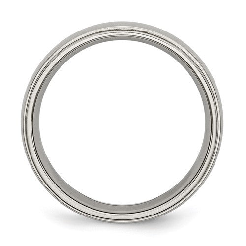 Titanium Polished 6mm Ridged Edge Band