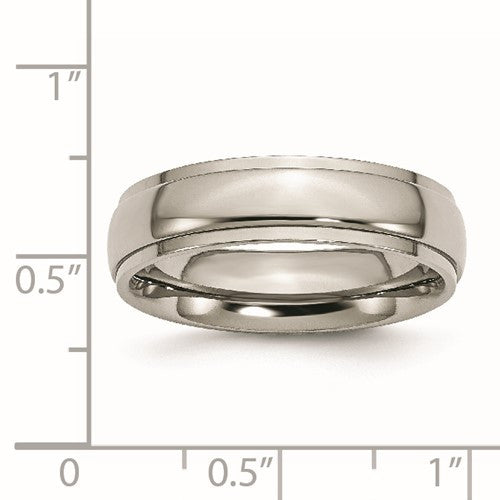 Titanium Polished 6mm Ridged Edge Band