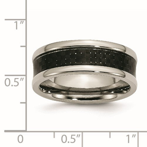 Titanium Polished with Black Carbon Fiber Inlay 8mm Band