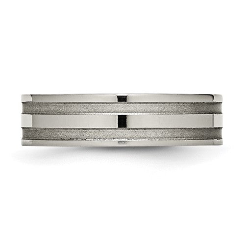 Titanium Brushed and Polished 6mm Grooved Band