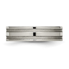 Titanium Brushed and Polished 6mm Grooved Band