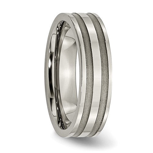Titanium Brushed and Polished 6mm Grooved Band
