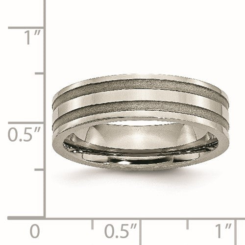 Titanium Brushed and Polished 6mm Grooved Band
