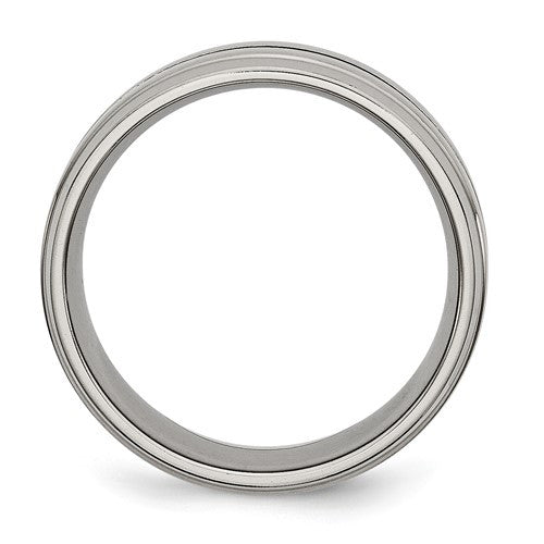 Titanium Brushed and Polished 8mm Grooved Ridged Edge Band
