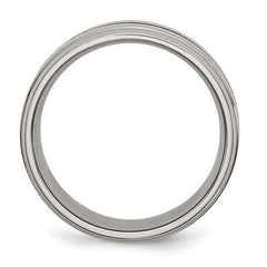 Titanium Brushed and Polished 8mm Grooved Ridged Edge Band