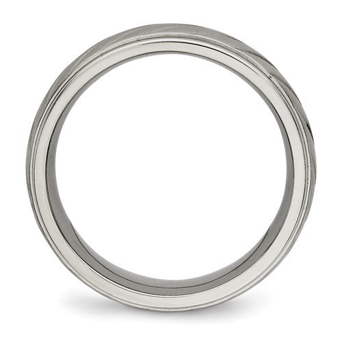 Titanium Brushed and Polished 7mm Grooved Band