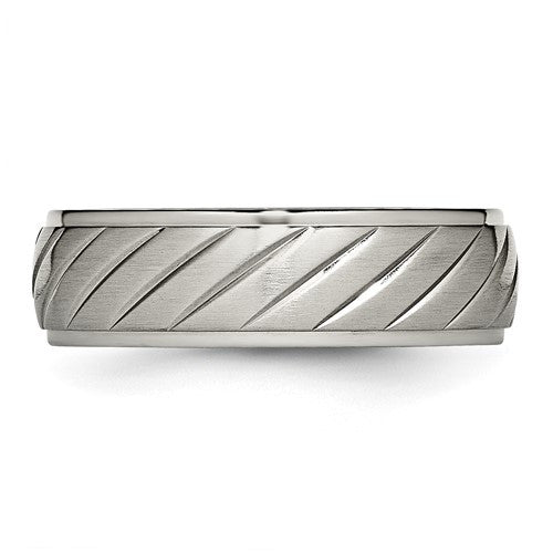 Titanium Brushed and Polished 7mm Grooved Band