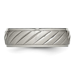 Titanium Brushed and Polished 7mm Grooved Band