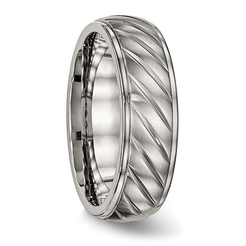 Titanium Brushed and Polished 7mm Grooved Band