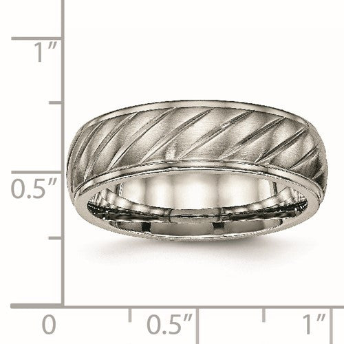 Titanium Brushed and Polished 7mm Grooved Band