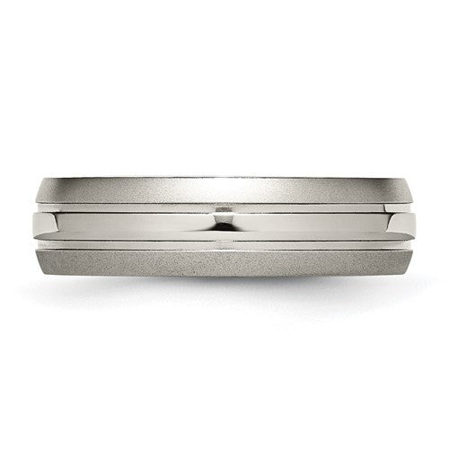Titanium Brushed and Polished 6mm Grooved Band