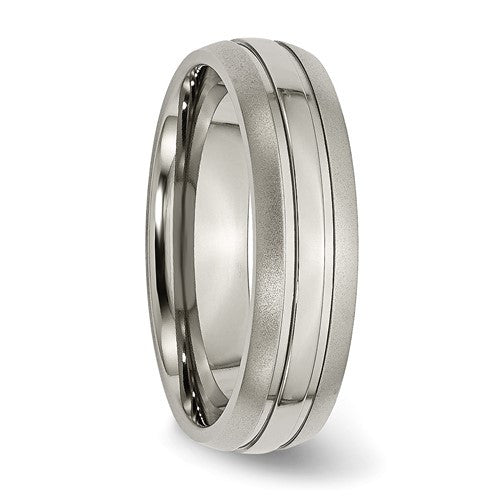 Titanium Brushed and Polished 6mm Grooved Band