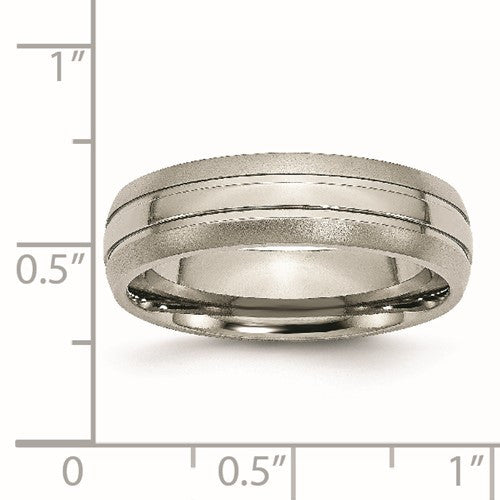 Titanium Brushed and Polished 6mm Grooved Band