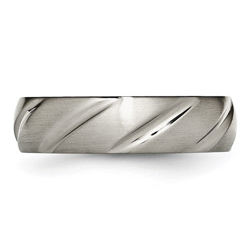 Titanium Satin 6mm Swirl Design Band