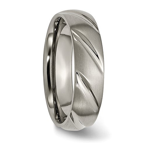 Titanium Satin 6mm Swirl Design Band