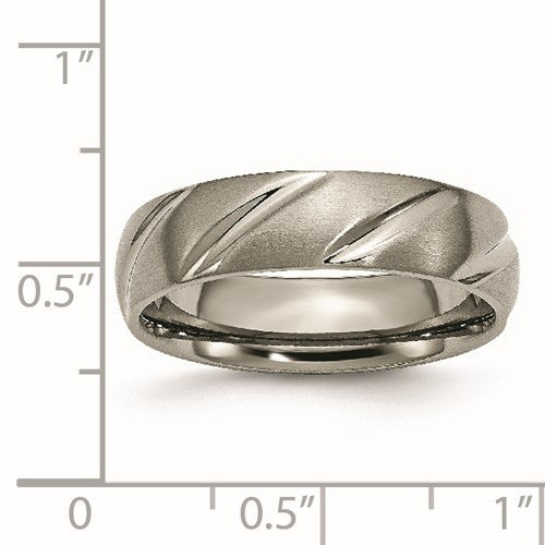 Titanium Satin 6mm Swirl Design Band