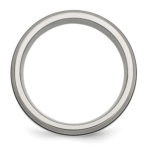 Titanium Antiqued/Brushed with Sterling Silver Inlay 8mm Grooved