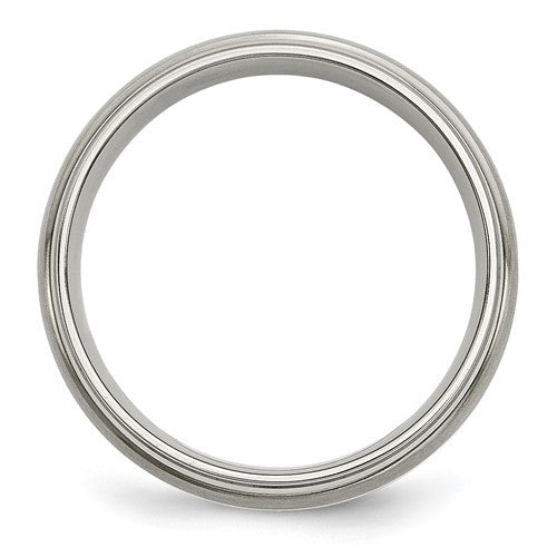Titanium Brushed Center with Sterling Silver Inlay 6mm Ridged Ed