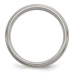Titanium Brushed Center with Sterling Silver Inlay 6mm Ridged Ed