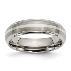 Titanium Brushed Center with Sterling Silver Inlay 6mm Ridged Ed