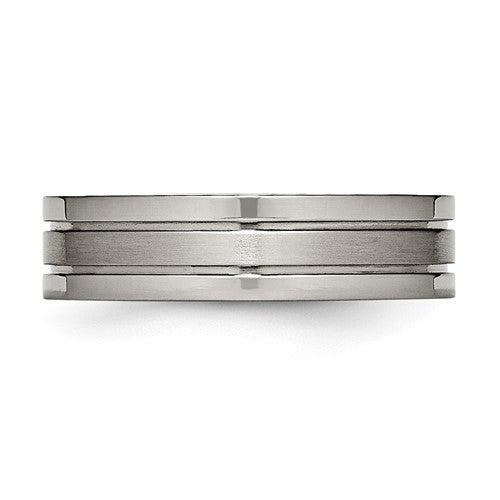 Titanium Brushed Center 6mm Grooved Band