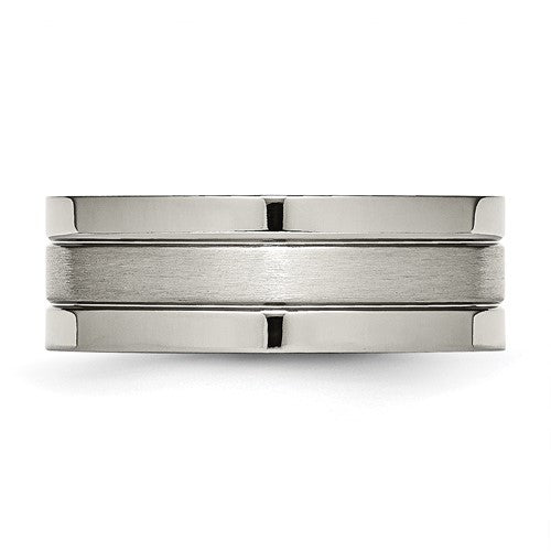 Titanium Brushed Center 8mm Grooved Band