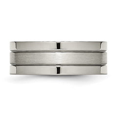 Titanium Brushed Center 8mm Grooved Band