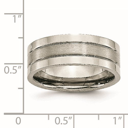 Titanium Brushed Center 8mm Grooved Band