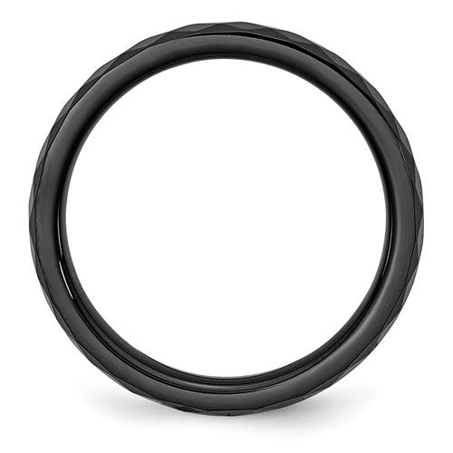 Ceramic Black 4mm Faceted Polished Band