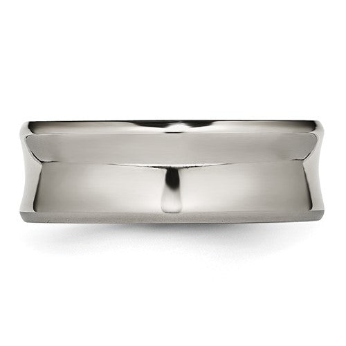Titanium Polished Concave 8mm Beveled Edge Band