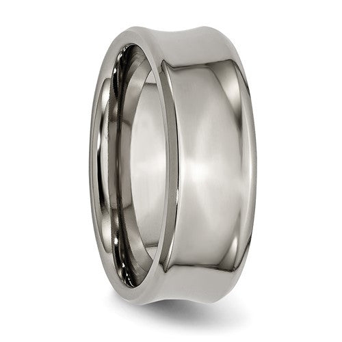 Titanium Polished Concave 8mm Beveled Edge Band
