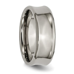 Titanium Polished Concave 8mm Beveled Edge Band