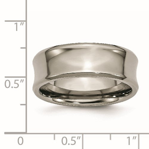 Titanium Polished Concave 8mm Beveled Edge Band